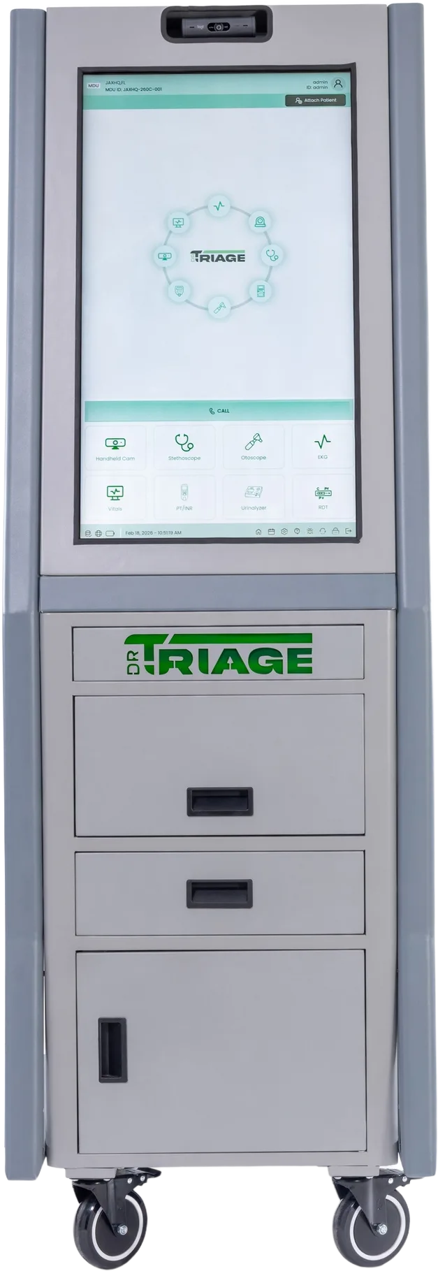 Current Dr Triage MDU cart: premium components, device- and EMR-agnostic