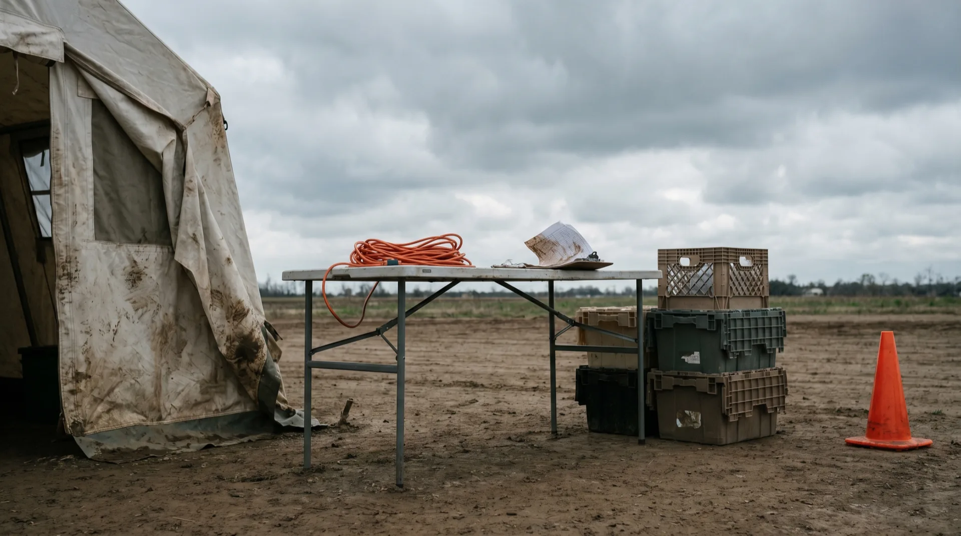 Field medical deployment with tents at a disaster response site